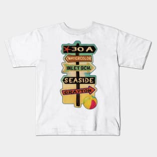 30 A Florida Walton County Watercolor Inlet Beach Seaside Grayton Beach Kids T-Shirt